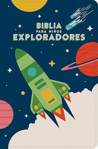 Biblia para niños exploradores, RVR60, azul cosmico, simil piel